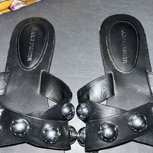 Marc Fischer Studded Slip on Black/Silver Sandals(Size 9M) - Picture 8 of 8